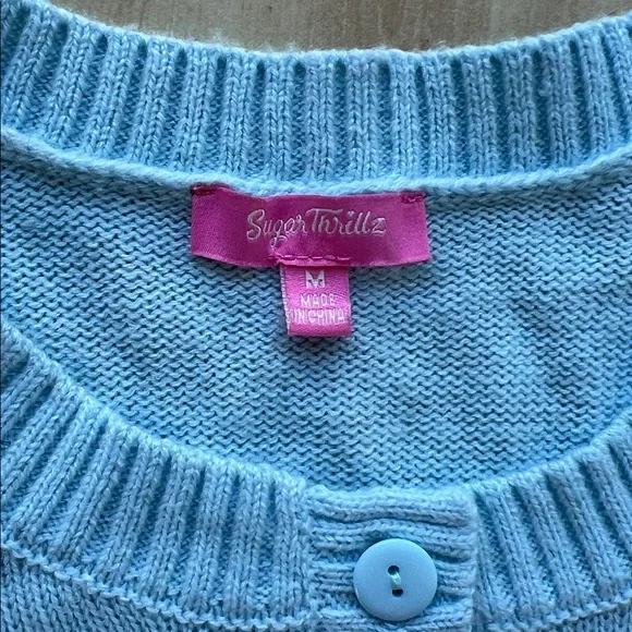 Sugar Thrillz Flower Fields Embroidered Cardigan Light Blue - Picture 3 of 4